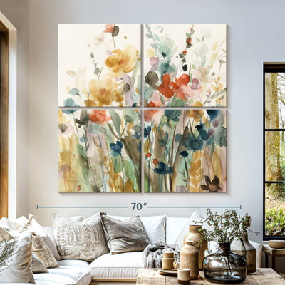 Ensemble de 4 pièces en pleine floraison sur toile