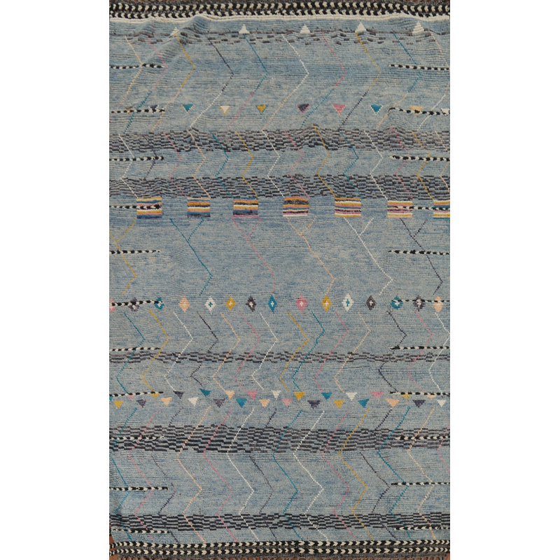 Striped Wool Moroccan Oriental Area Rug 7x11