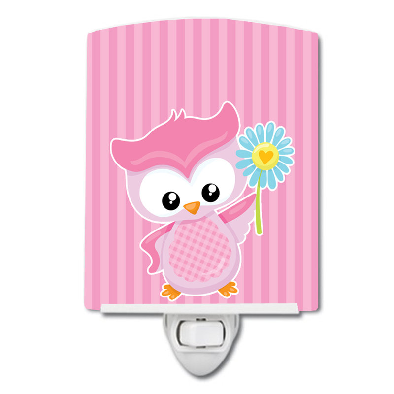 Éclairage de nuit en céramique avec fleur de la fille oiseau