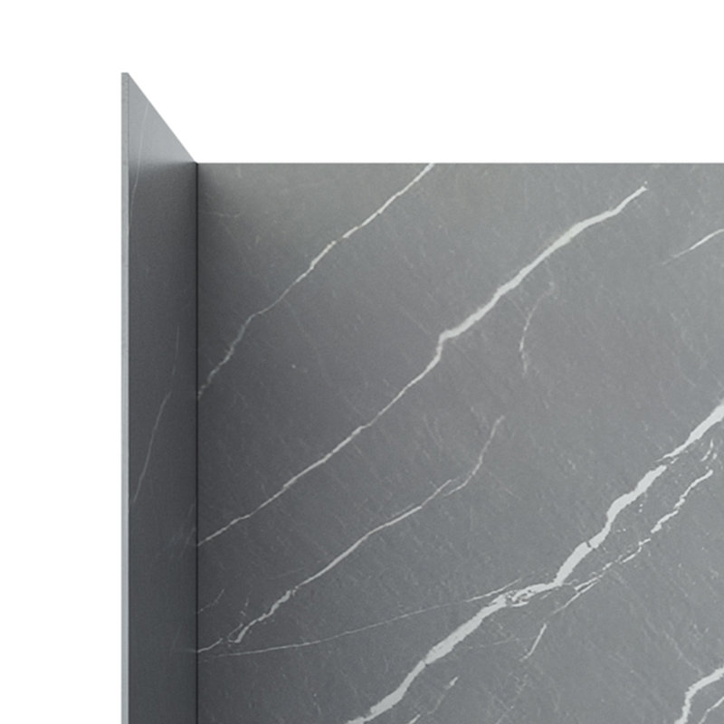 Mistelle 60 In. W X 36 In. D X 86 In. H White Marble Stone-Effect Shower Wall Panel Surround, Set Of 3, Cuttable