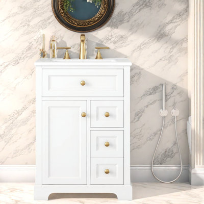 Meuble-lavabo compact et moderne avec meuble-lavabo et lavabo, fabrication en bois MDF durable