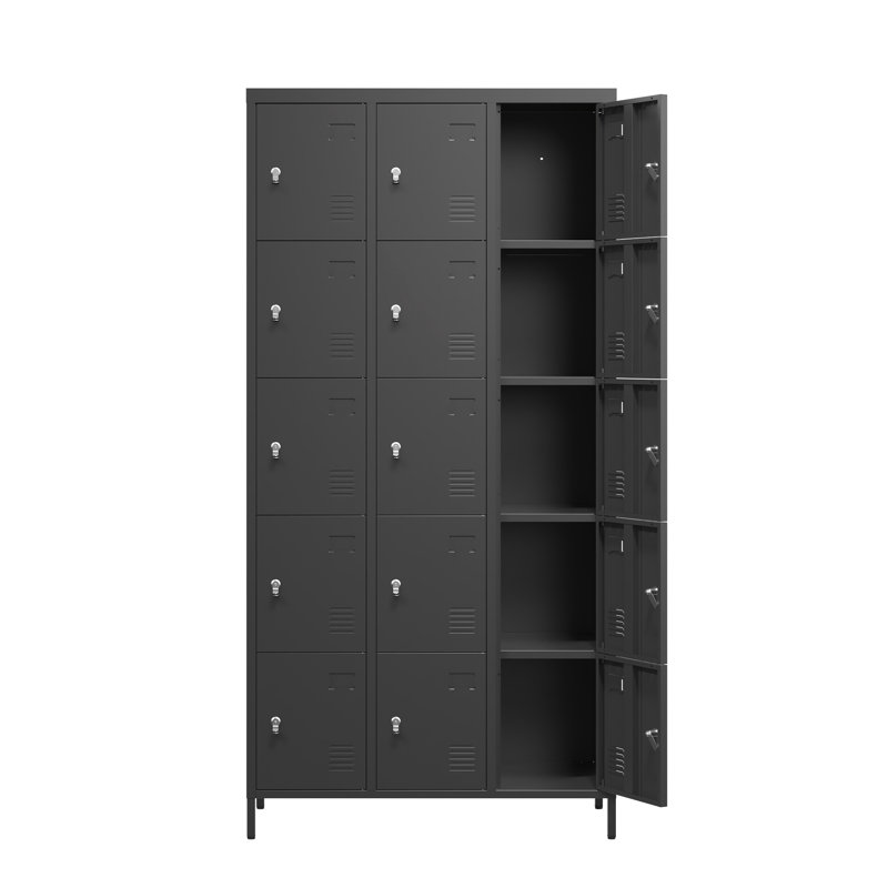 15 casiers en métal H 72 po avec serrure pour les employés, armoire de rangement pour le garage de l'école de gymnastique à domicile, assemblage facile,
