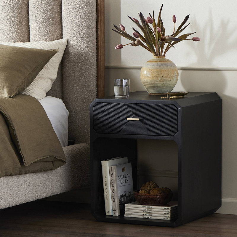 Caspian Nightstand-Black Ash Veneer, Black Ash