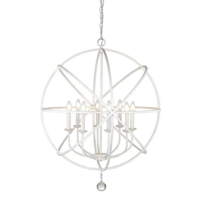 Puma 8 - Light Steel Dimmable Globe Chandelier, Matte White
