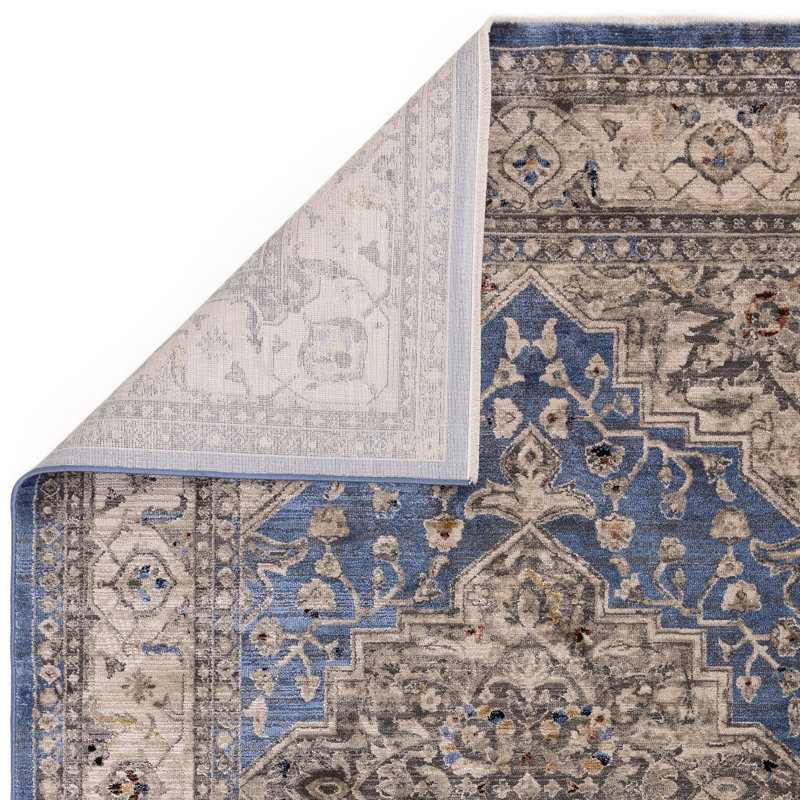 Bentancourt Persian Medallion Blue/Beige Area Rug, Rectangle 120 x 166cm