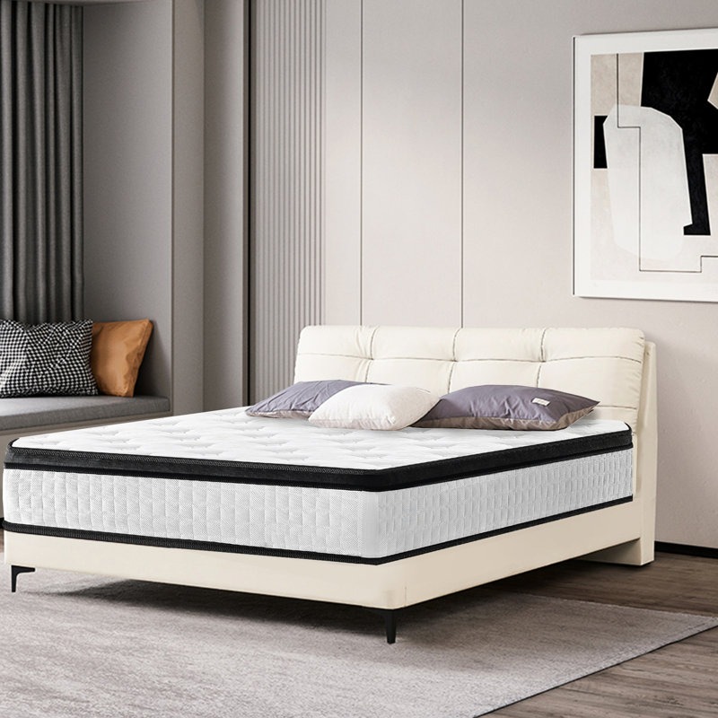 Matelas de 12 po dans une boîte - Mousse à mémoire de forme rafraîchissante, housse 100, bord solide, confort moyen, pour le repos dans la chambre à coucher avec lit double et ressorts, sensation, confort