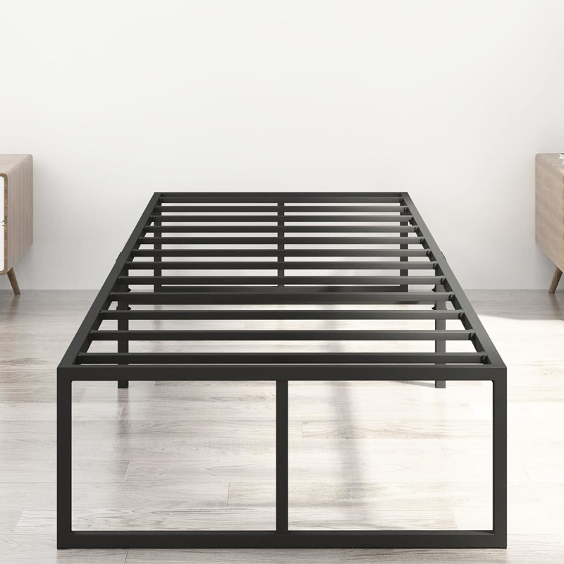 Structure de lit simple en métal de 16 pouces de taille simple TG, plateforme grand lit robuste, pas de sommier tapissier, bruit, fondation, rangement sous le lit pour lit de chambre à coucher,
