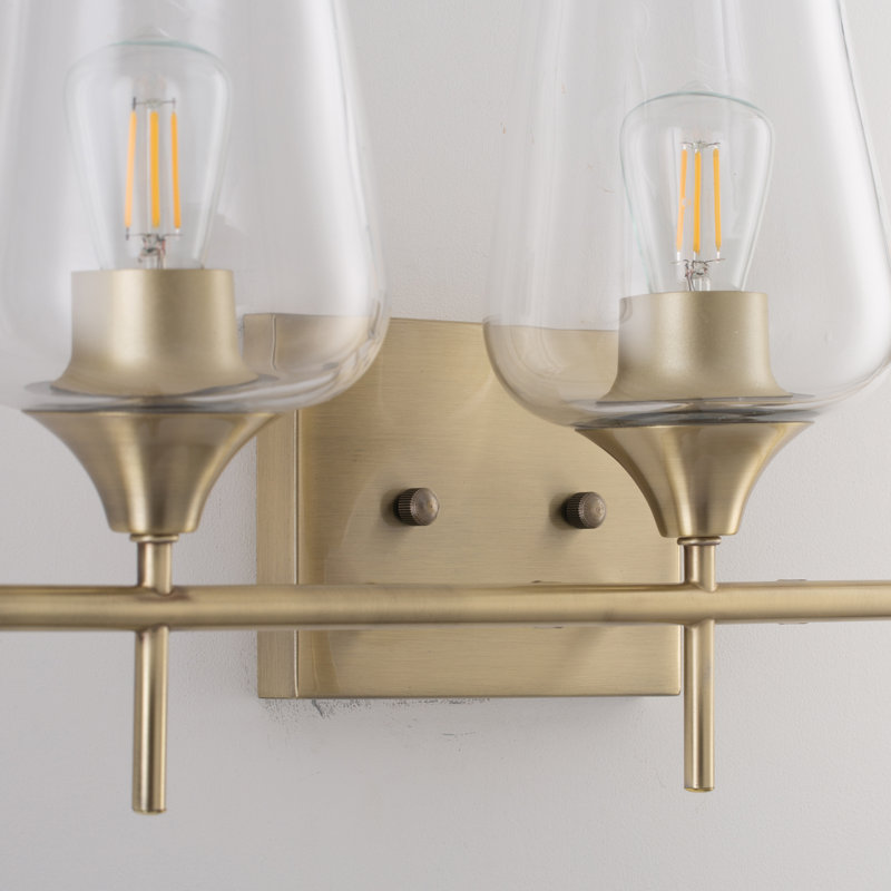 Éclairage pour salle de bain à intensité variable 3 lumières Herricks, Transparent, Laiton antique