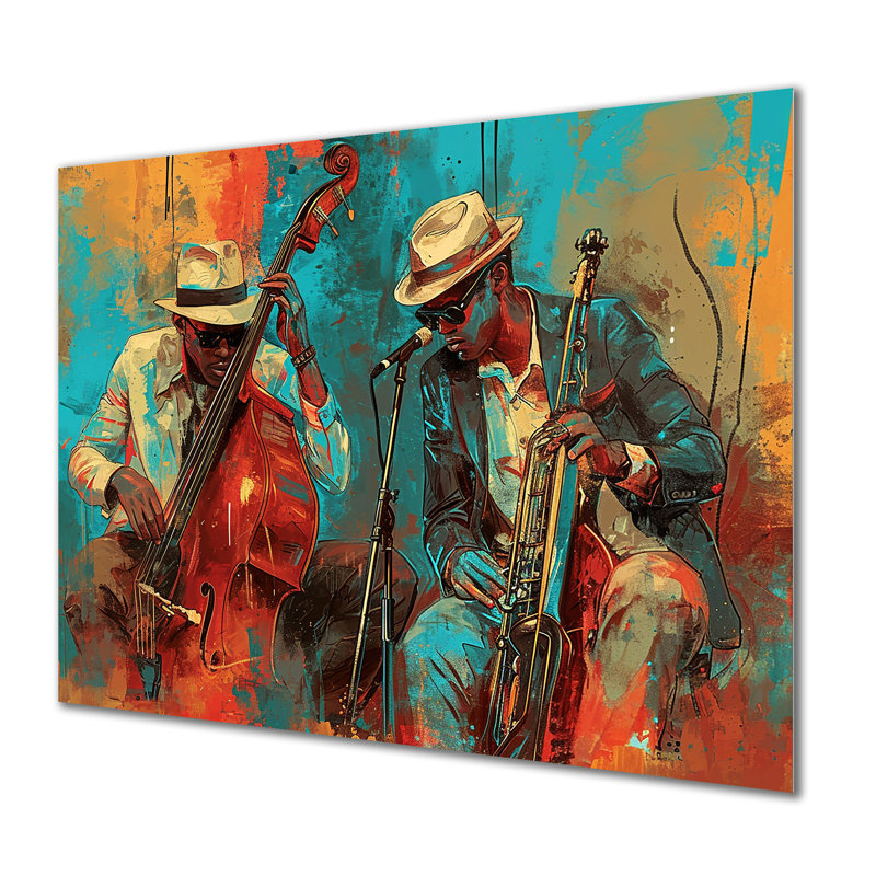 «2 Musiciens - Musicien», reproduction d'art mural, Métal métal, H 16 po x l 32 po x P 1 po