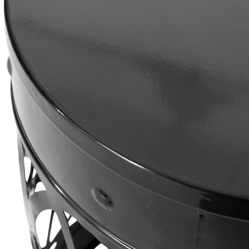 Table de bout en fer thermolaqué d'extérieur, ensemble de 2, 2, Black