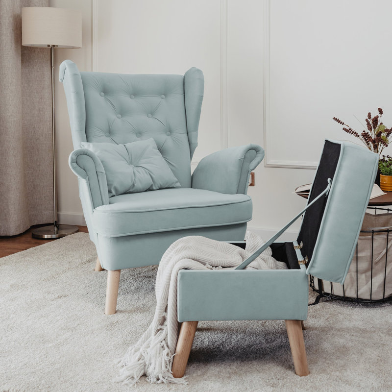 Upholstered Armchair, Blue