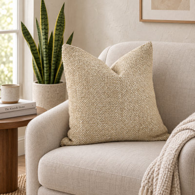 Handwoven Wool Front Pillow Cover Boho Textured Neutral