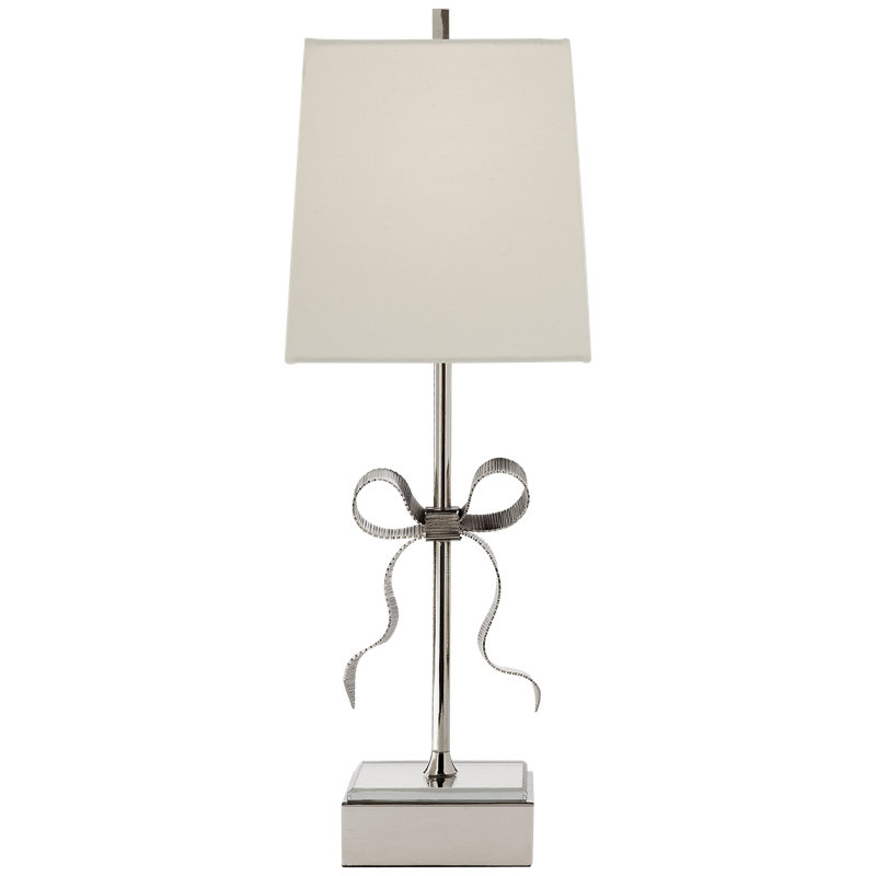 kate spade new york Ellery Gros-Grain Bow Table Lamp, Polished Nickel, Cream