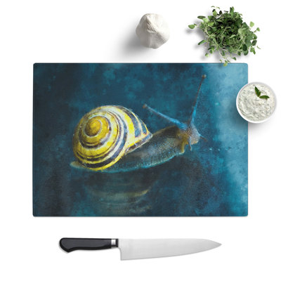Yellow Snail Painting Chopping Board