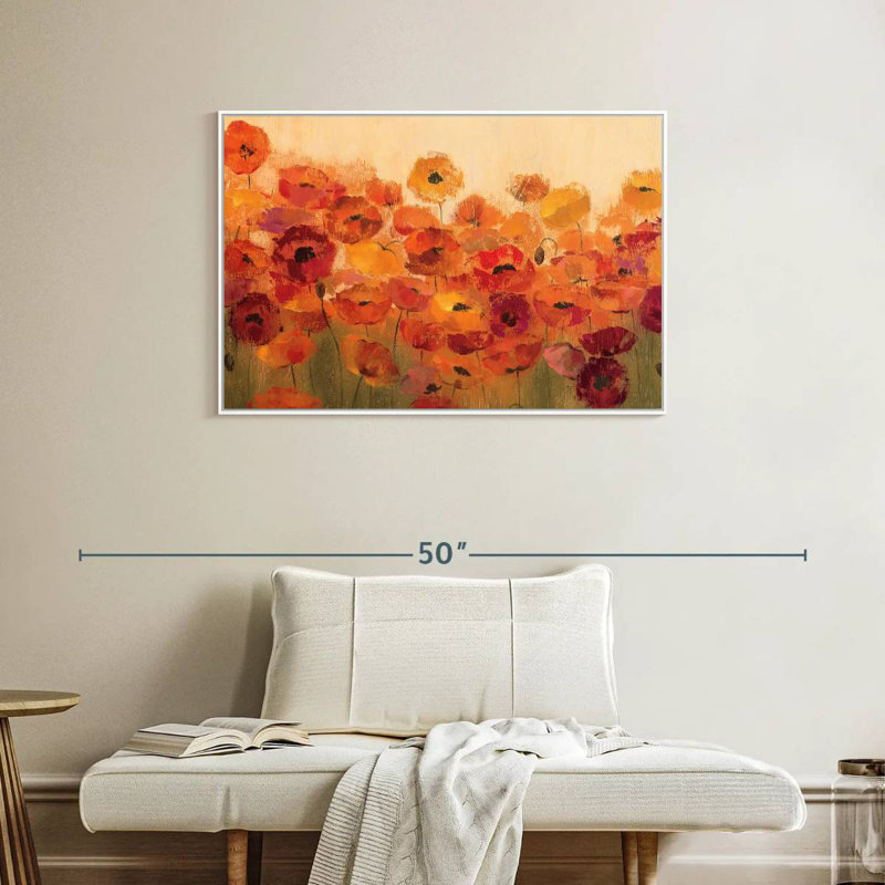 Coquelicots d'été, Cadre flottant blanc, 31 po x 21 po