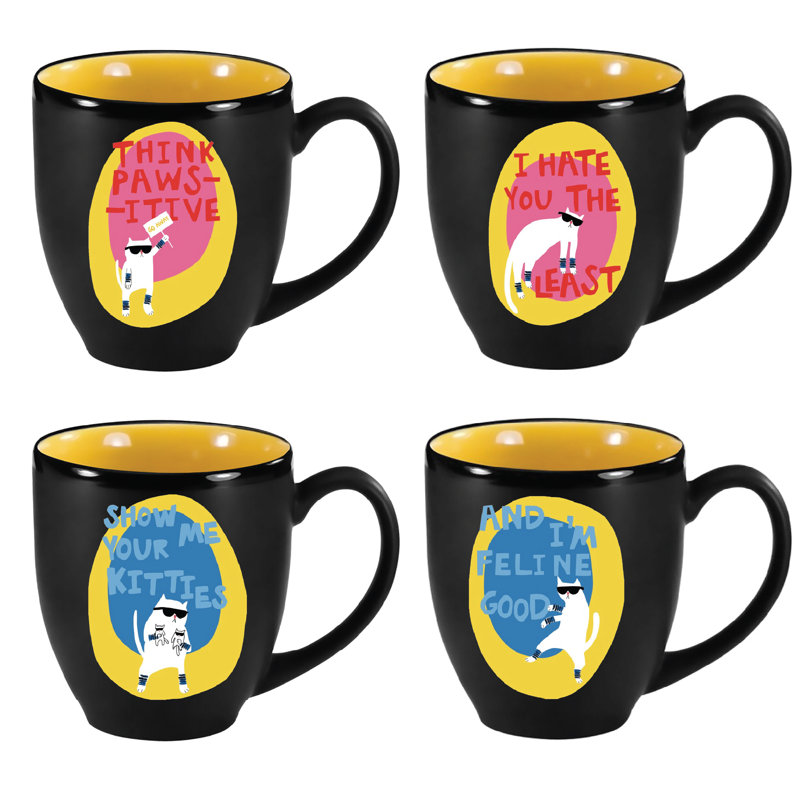 Ensemble de 4 bistro Cool Cat 16 oz