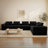 Boneless Abdou 141.7" L-Shaped Compression Sectional Sofa With Chaise, Corduroy Cloud Couch, Black
