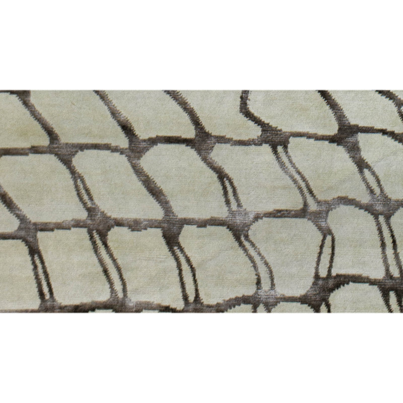 Tapis ivoire et fauve de haute qualité noué à la main, Rectangulaire 8 pi x 10 pi