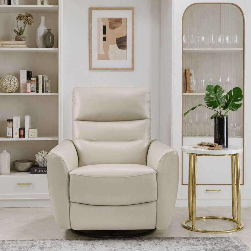 Plush Premium Leather Swivel Glider Recliner Chair - Modern 360° Rotation & Gliding Motion, Solid Wood Frame, Living Room Essential