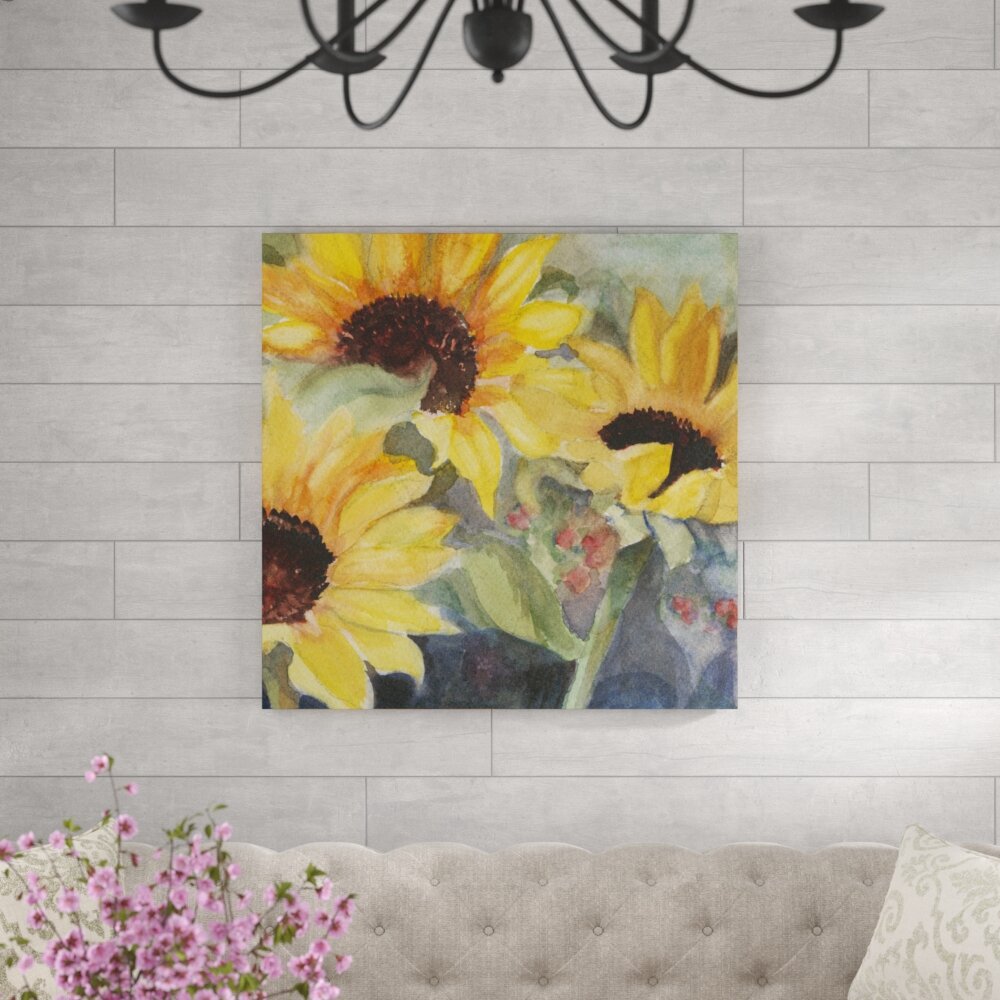 Leinwandbild Sonnenblumen in Aquarell II von Sandra Iafrate