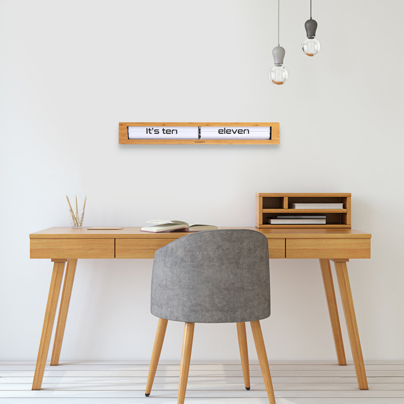 24'' Bamboo and White Wall and Tabletop Flip Clock