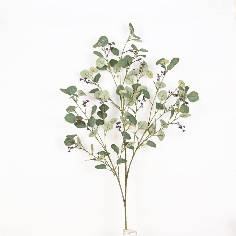 Artificial Farmhouse Greenery Branch Long Stem Foliage Leaves Sprays For Vase Filler, Home Office Decor Table Centerpiece