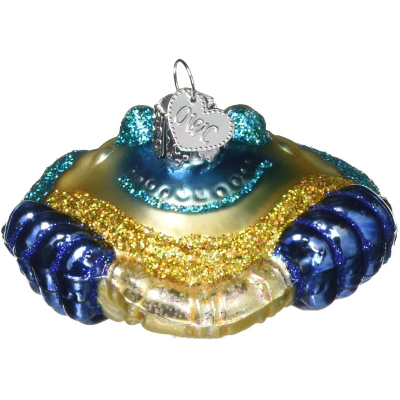 Ornement en verre soufflé Old World Christmas pour arbre de Noël, crabe bleu