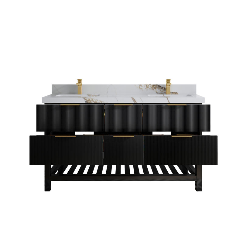 Meuble-lavabo double 60 po avec comptoir 60 po