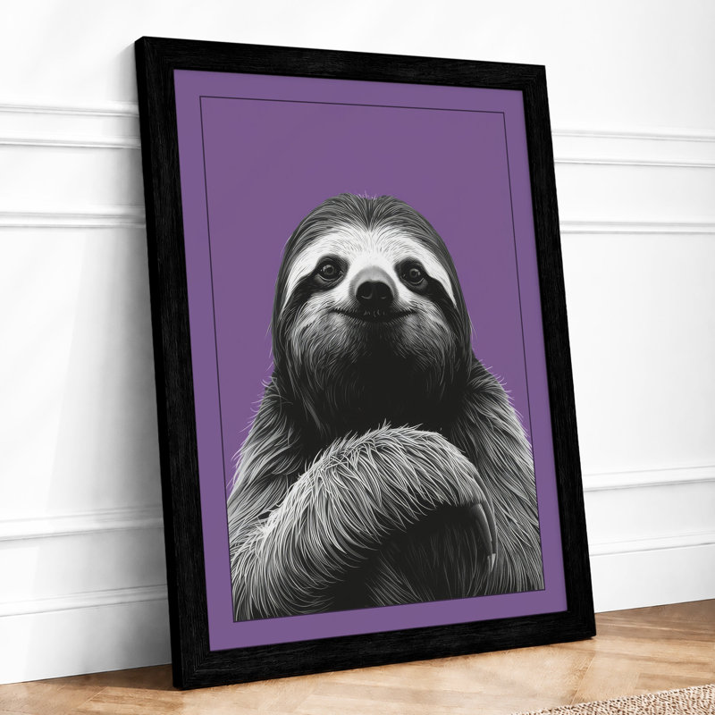 Gentle Sloth Portrait Modern - Print, Black, A3 - 42.0 x 29.7 cm