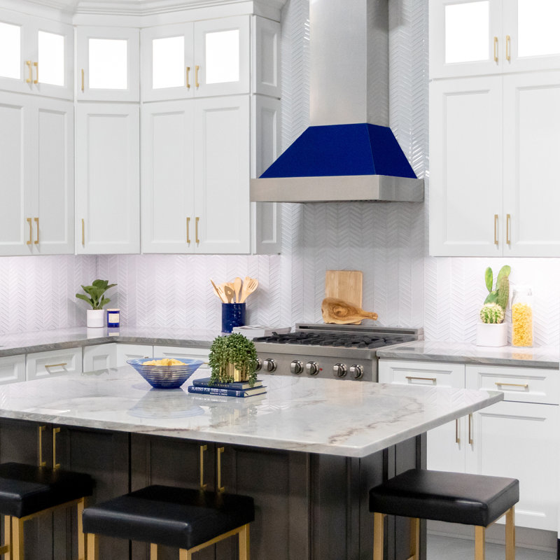 30" Fingerprint Resistant Stainless Steel Range Hood with Fingerprint Resistant Shell (8654SN-30), Blue Gloss