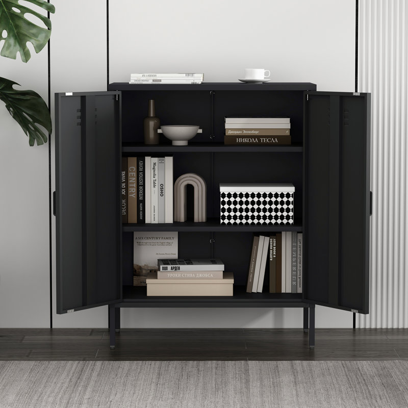 Bargale 31.5 Accent Cabinet with 3 Adjustable Shelves, Black