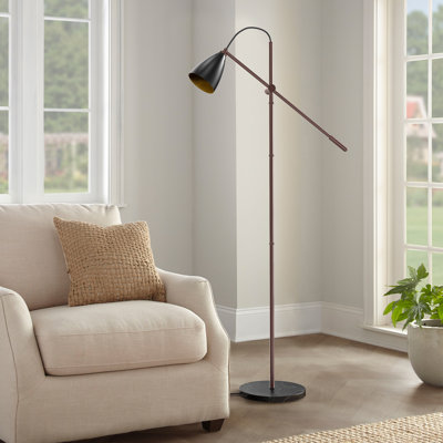 Shraga 65 in. Black Modern Foot Switch 1 Light Metal Marble For Living Room Bedroom Reading Standing Up Arched Task Floor Lamp Corner Tall Lights