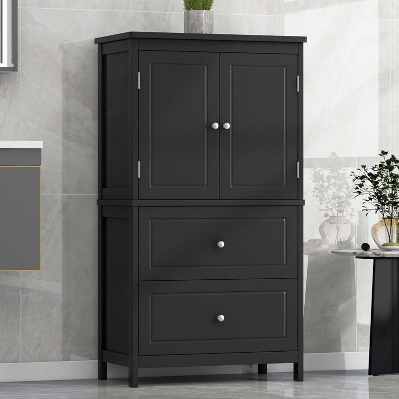 Bathroom Storage Cabinet With Adjustable Shelf, Black