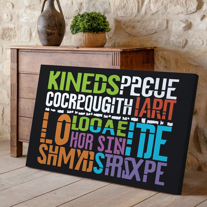 "Toile créer une image" avec une conception typographique vibrante et audacieuse centrée sur un fond noir présentant des mots