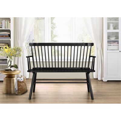 Banc en bois noir avec dossier à broches