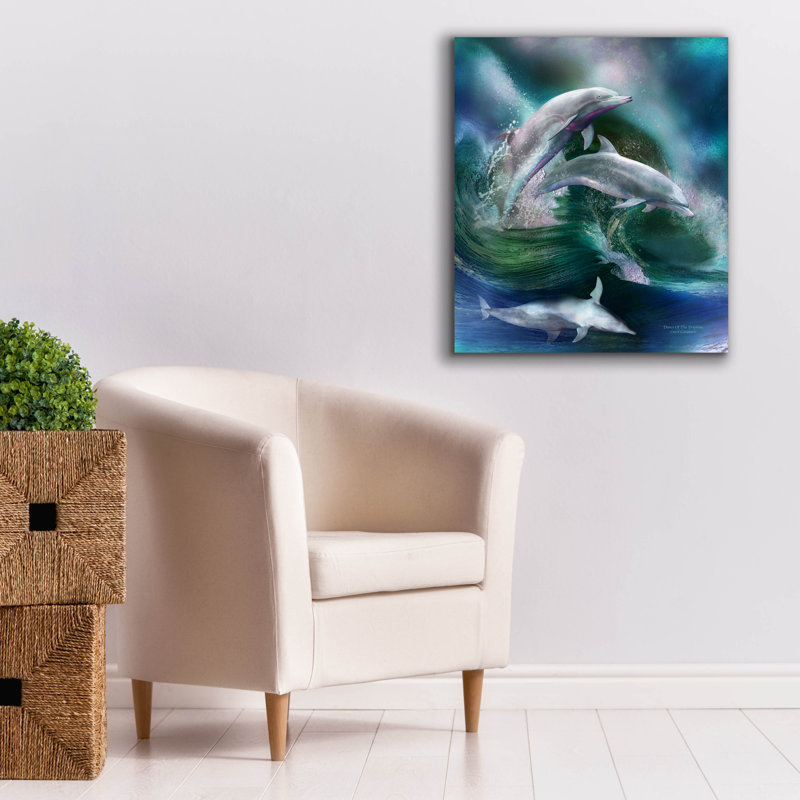 «Dance of the Dolphins» par Carol Cavalaris, art mural sur toile, H 30 po x l 26 po x P 1,5 po