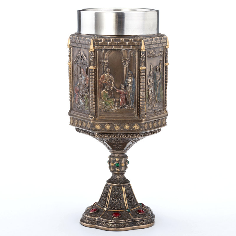 Calice en verre en acier inoxydable de 7,09 po Life Of Jesus