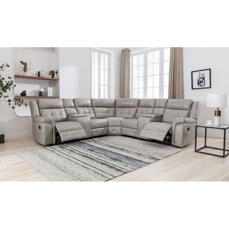 Canapé modulaire en cuir 3 pièces Vegan, Similicuir pierre