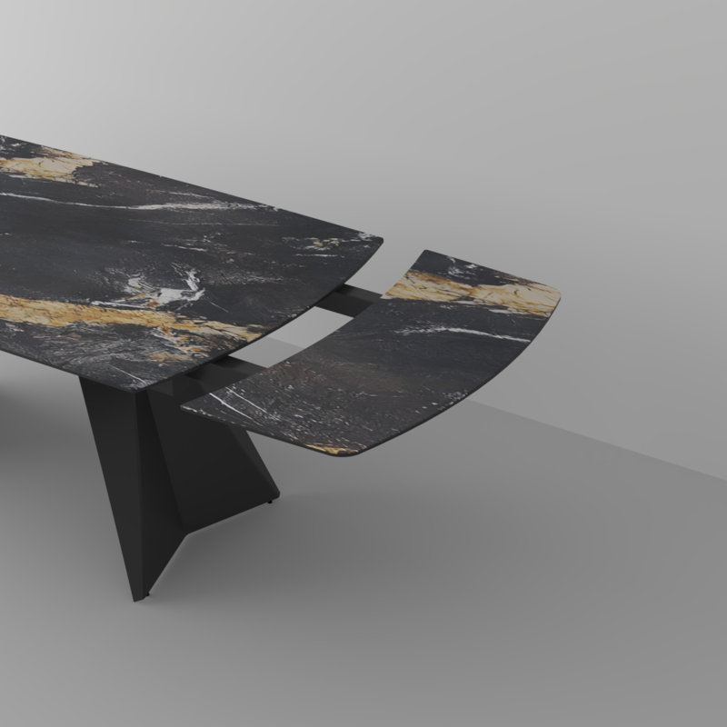 Table de salle à manger Joceline, Noir mat / sable doré