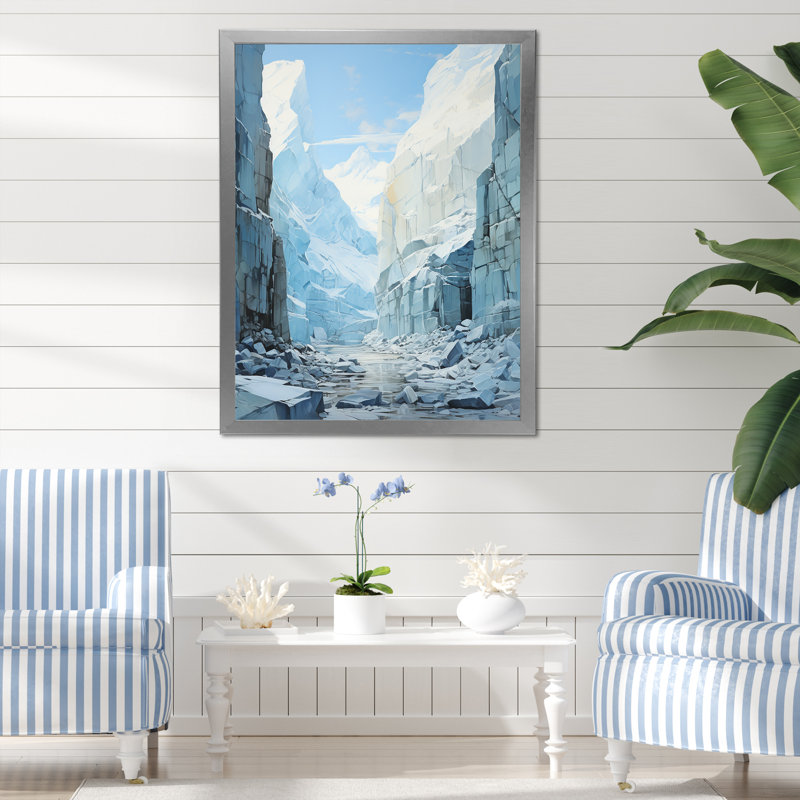«Winter Glacier Landscape In Canada I», reproduction sur toile, Cadre simple argenté, H 32 po x l 24 po x P 1 po