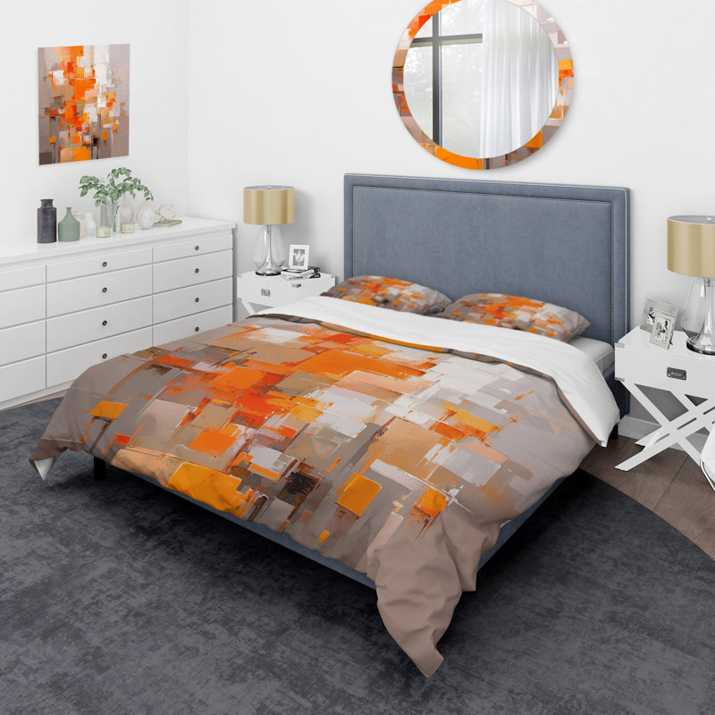 Orange Brown Shattered Realities Microfiber / Polyester Duvet Cover SetMicrofiber / Polyester Duvet Cover Set