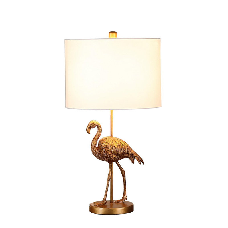 Lampe de table 26 po en résine flamant doré mat