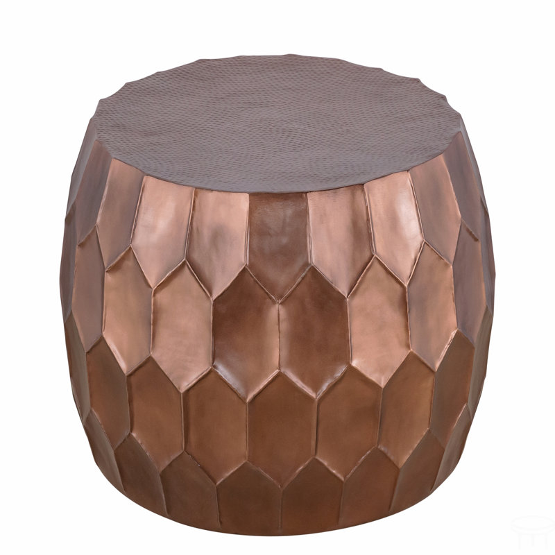 Modern Contemporary Round Aluminum Material 32" Coffee Table, Farmhouse Table With Glossy Diamond-Patterned Base, Copper