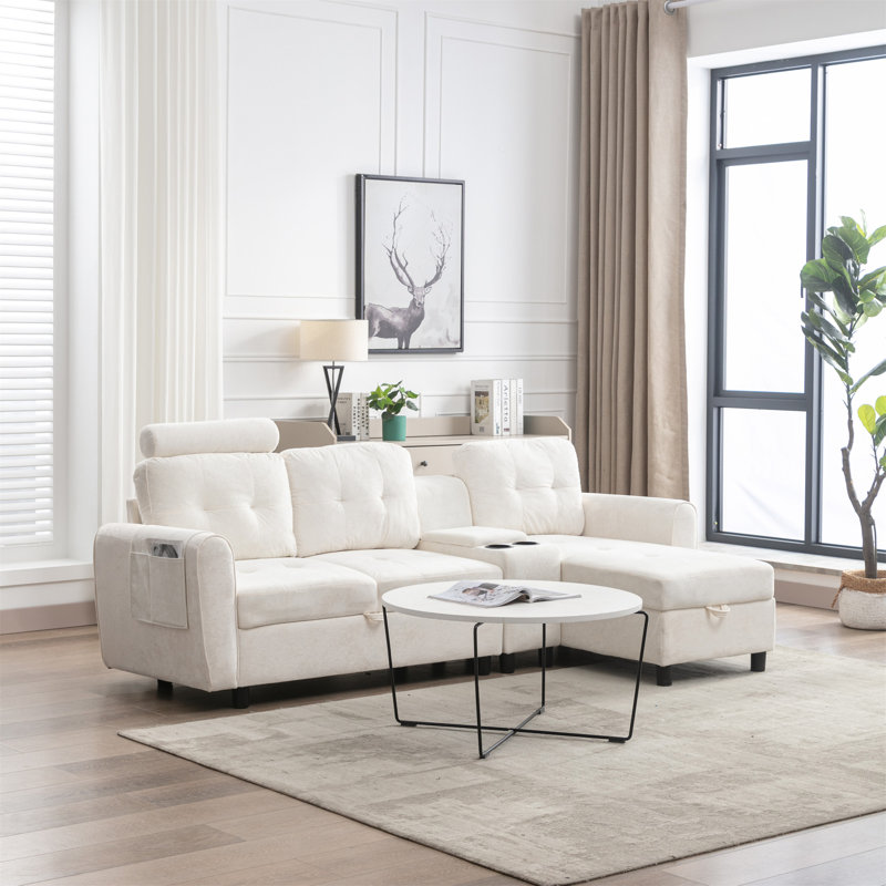 Canapé modulaire de rangement UNI, Polyester blanc