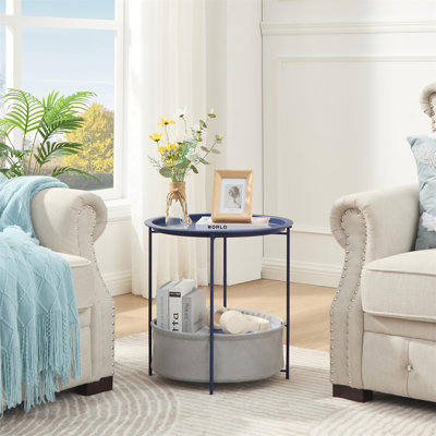 Table de chevet compacte - plateau amovible avec panier de rangement, 1 pièce