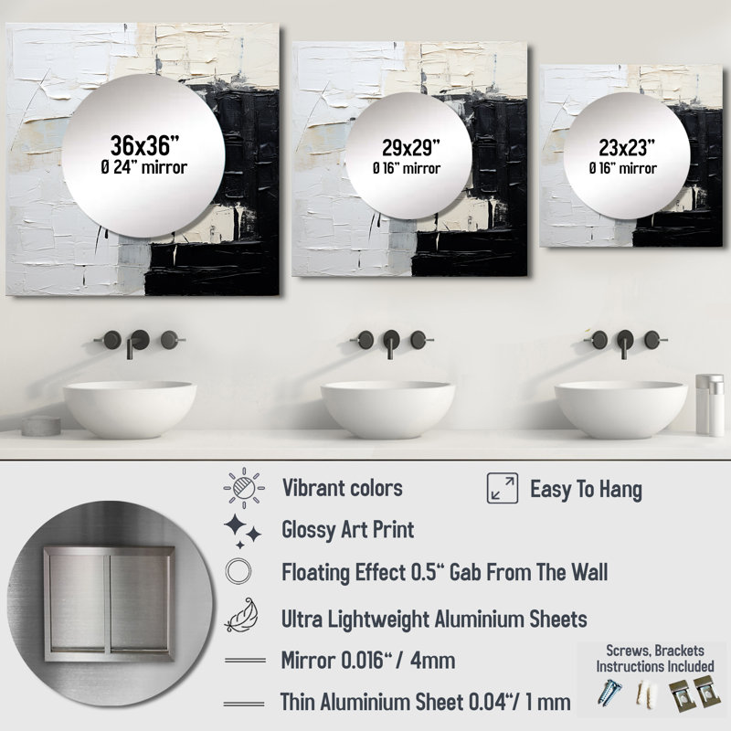 Faseeh - Miroir carré abstrait mural pour chambre à coucher, 29 po x 29 po