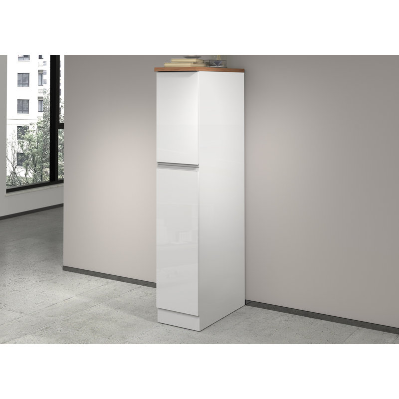 Pameal 164.5cm Kitchen Pantry, Oak Wood/White