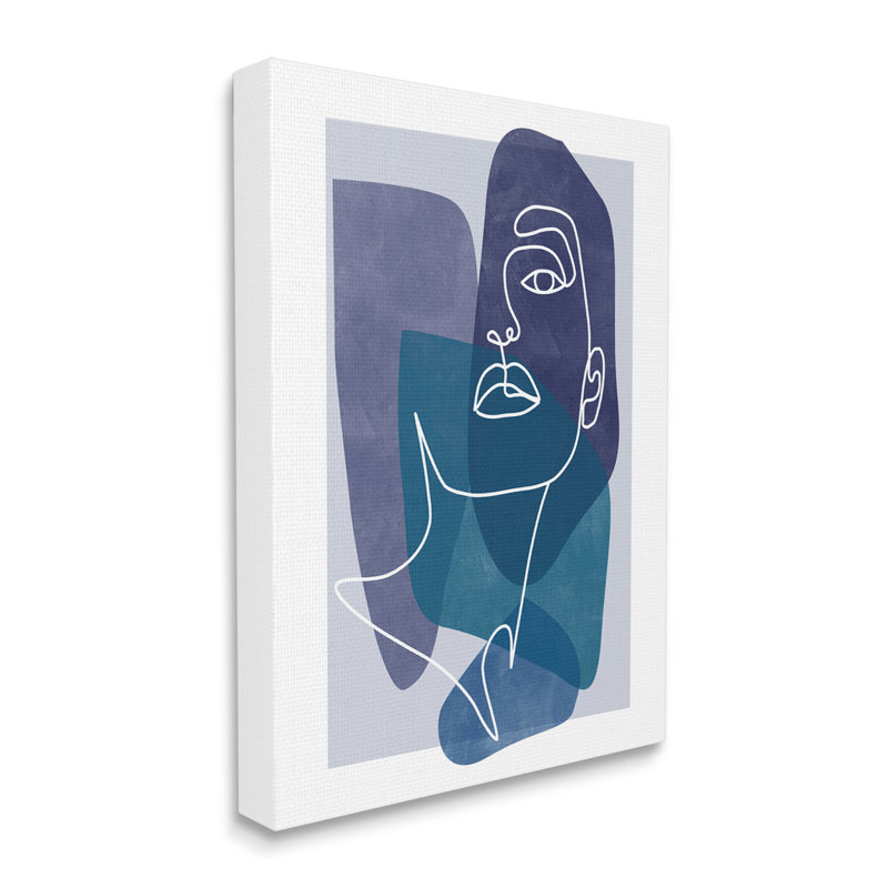 «Modern Line Doodle Face», formes audacieuses et abstraites par Birch & Ink, L 16 po x H 20 po, Toile tendue