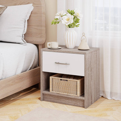  Table de chevet moderne avec table de chevet et tablette de rangement ouverte pour petits espaces 