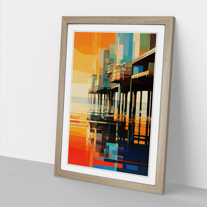 Pier Pier Orphism - Single Picture Frame Print on Wood, 46cm H x 34cm W, Oak Framed